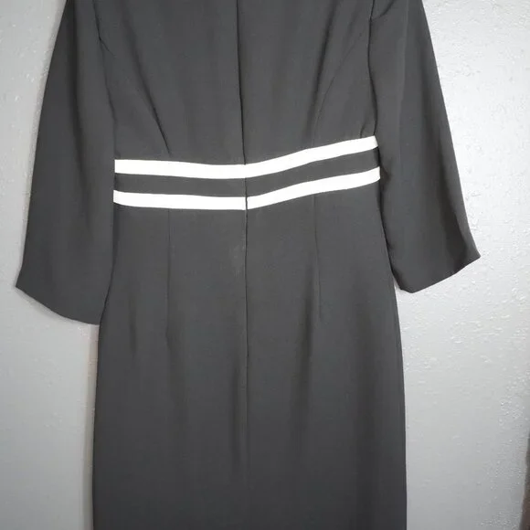 Barrie Pace Women Black V Neck Midsleeve Bow Tie Formal Or Casual Dress Size 4P - Picture 4 of 6